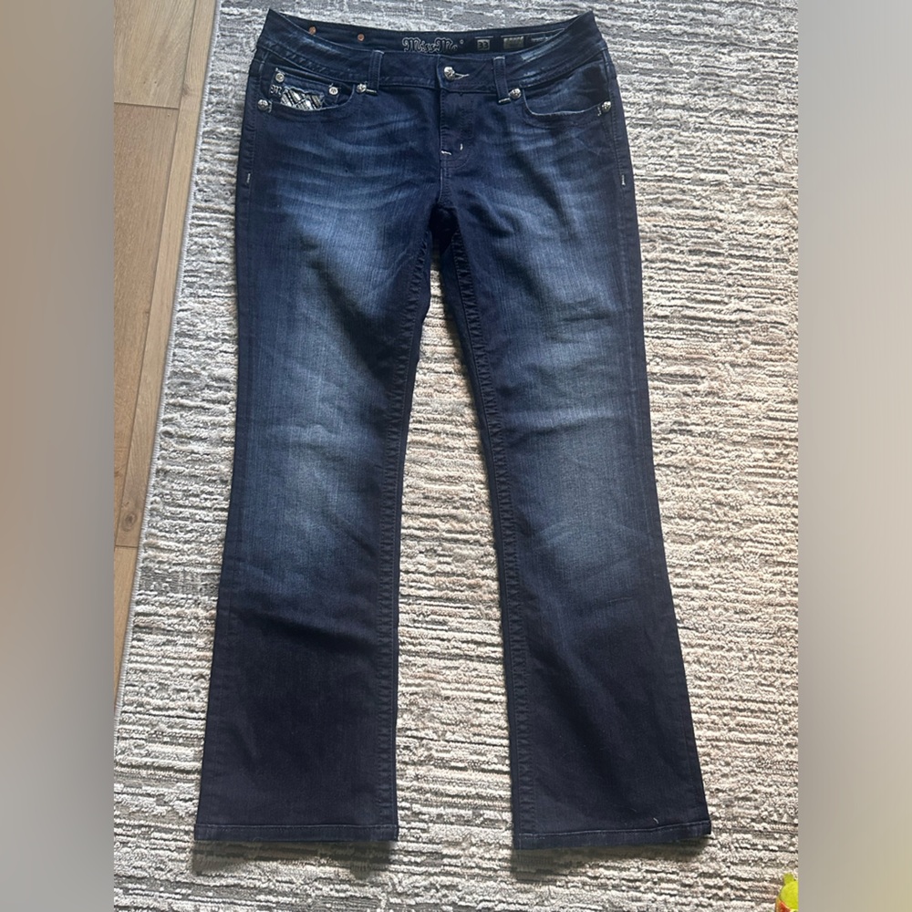 Women’s Miss Me Dark Wash Bootcut Denim with Sequin Detail - Picture 3 of 7